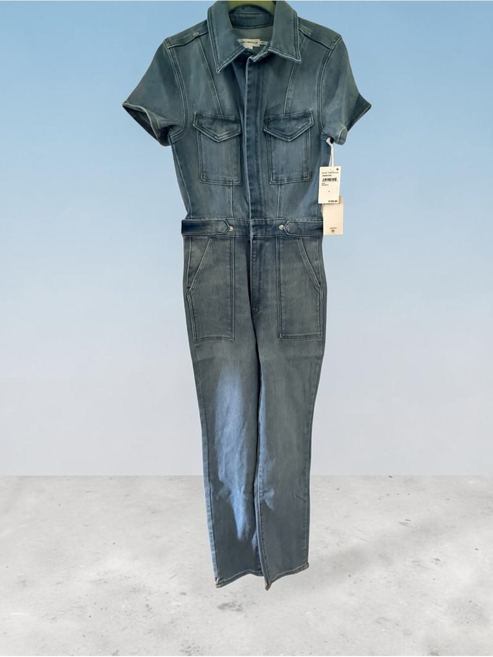 Good American Fit For Success Denim Jumpsuit (Style: GMJS7) NWT